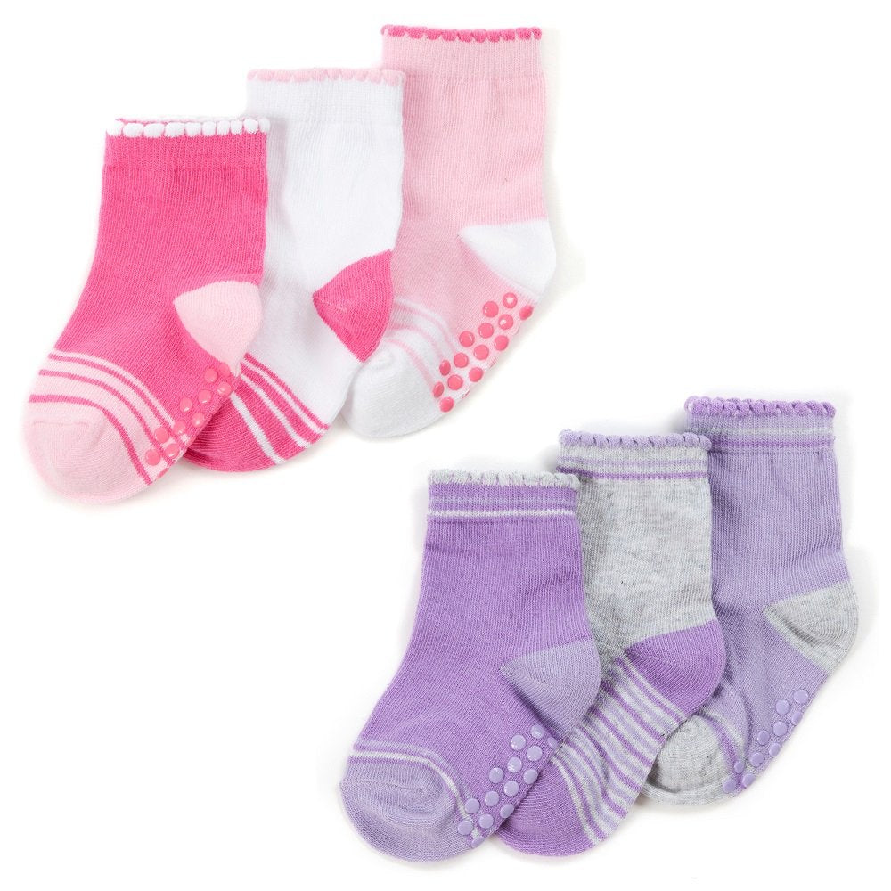 Baby Girls 3 Pack Heel & Toe Socks With Grippers