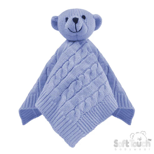 Blue Cable Knit Elegance Bear Comforter