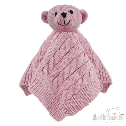 Dusty Pink Cable Knit Elegance Bear Comforter