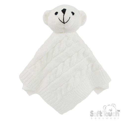 White Cable Knit Elegance Bear Comforter