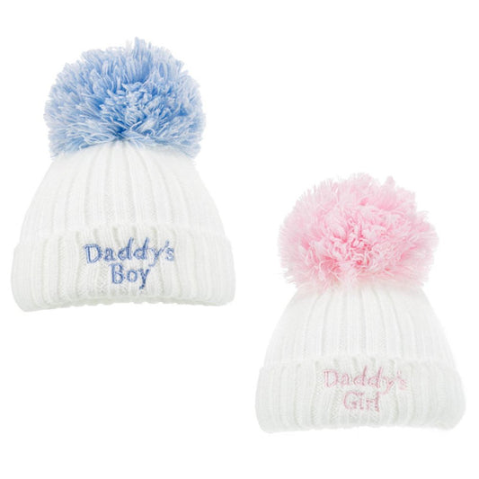 Cable Knit Hat w/Emb & Pom Pom Daddy's