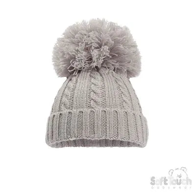 Cable Knit Hat with Pom Pom