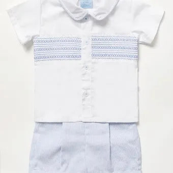 Baby Boys Shorts Set - Stripped Smock